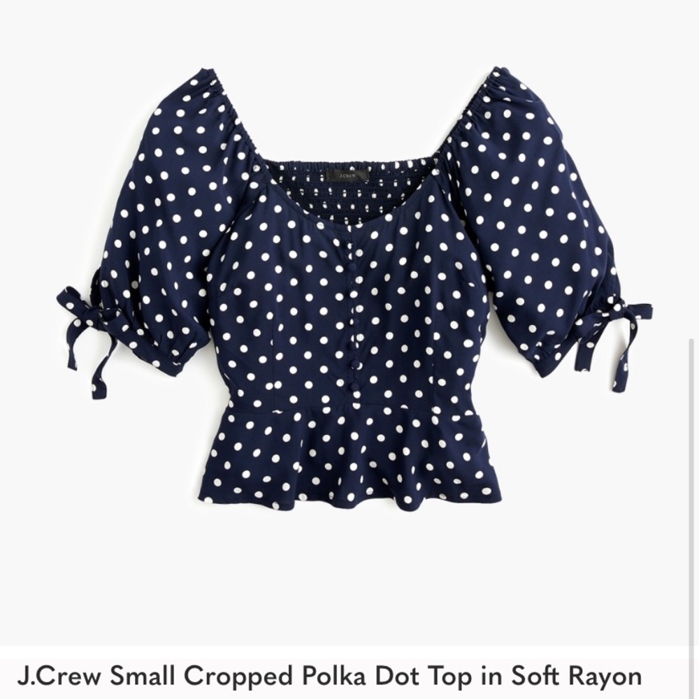 J.Crew Small Cropped Polka Dot Top in Soft Rayon